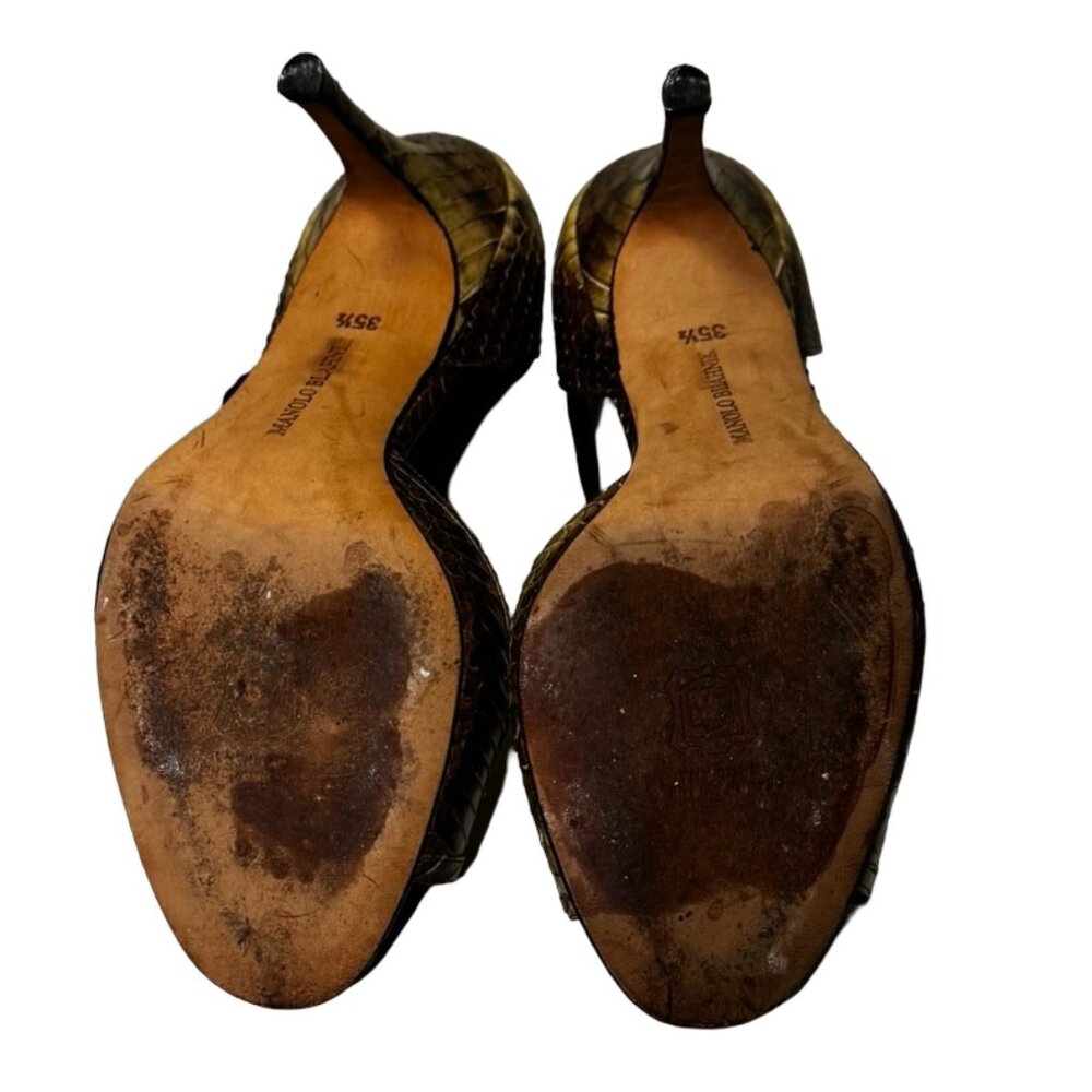 Manolo Blahnik Brown/Green Python D’Orsay Heels –… - image 6